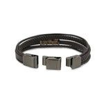Fynch-Hatton Armband aus verschiedenen Lederbänder und eingearbeiteten Metallkomponenten in der Farbe grau; Zusatzbild