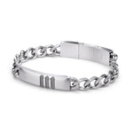 Fynch-Hatton Armband mit Panzerkette und markantem Mittelteil mit bearbeiteter Oberfläche in der Farbe silber; Produktbild 