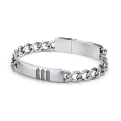 Fynch-Hatton Armband mit Panzerkette und markantem Mittelteil mit bearbeiteter Oberfläche in der Farbe silber; Produktbild 