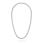 Die Fynch-Hatton Halskette - The Foxtail Chain aus Edelstahl mit schlichtem Verschluss wird auf weißem Hintergrund präsentiert.