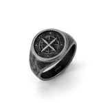 Fynch-Hatton Ring im Kompassdesign in der Farbe grau; Größe 58, Produktbild