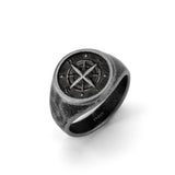 Fynch-Hatton Ring im Kompassdesign in der Farbe grau; Größe 64, Produktbild