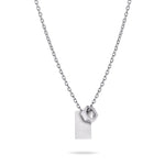 Fynch-Hatton Halskette in der Farbe silber mit Plattenanhänger und aufgefädelten Hexagon-Ring; Produktbild