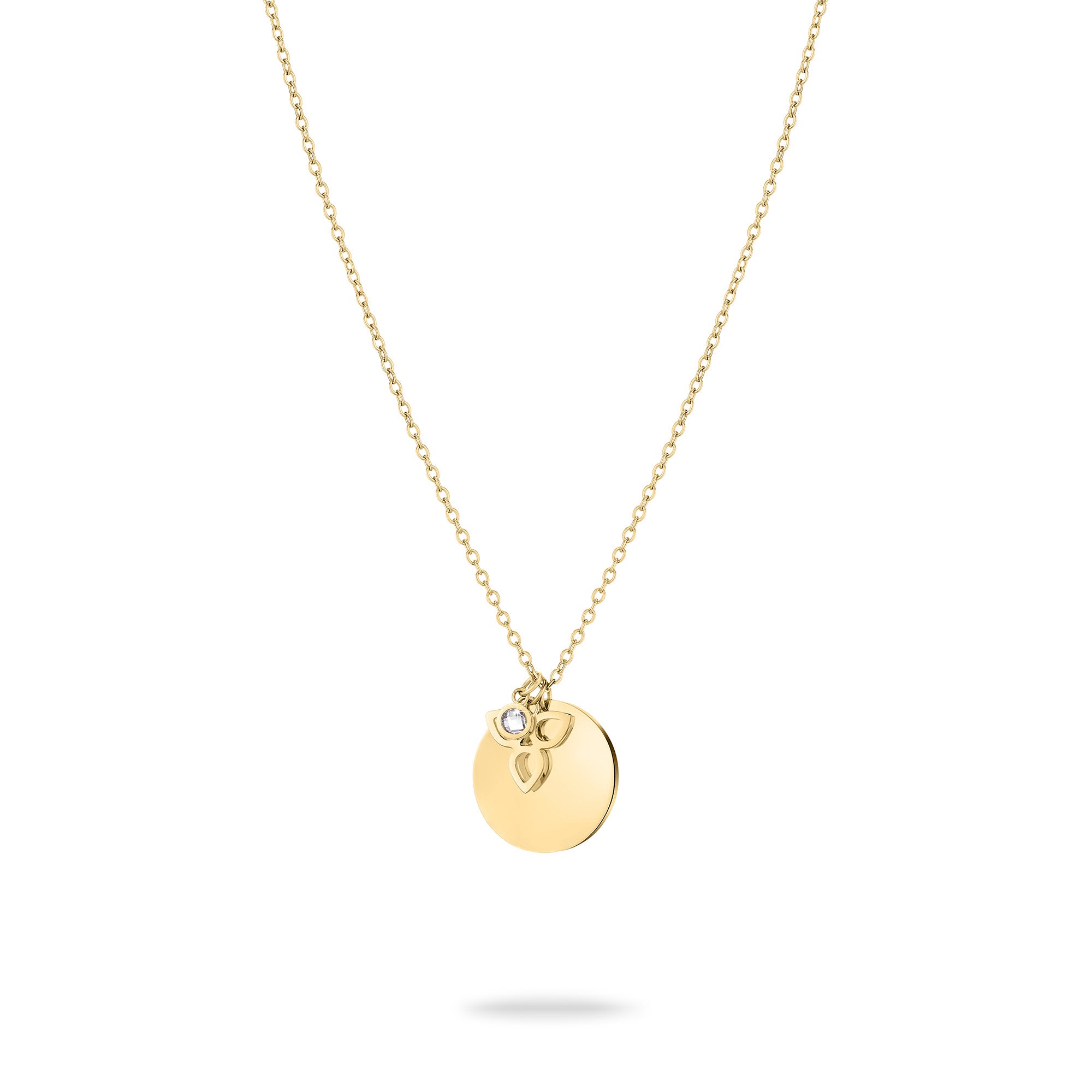 Die Tamaris Halskette - Flower von Tamaris hat eine goldene Kette mit einem runden Blumenanhänger und funkelnden Steinchen für einen zarten, eleganten Look.