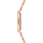 Seitenansicht der Tamaris Armbanduhr - The Modern Classic in Roségold, mit schlankem Gehäuse und elegantem Edelstahlarmband für einen zeitlosen Look.