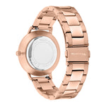 Die Tamaris Armbanduhr - The Modern Classic zeichnet sich durch eine Roségold-Optik, ein elegantes Edelstahlarmband und ein klassisches Uhrendesign aus, das von hinten gezeigt wird, um die Schließe und den Gehäuseboden hervorzuheben.