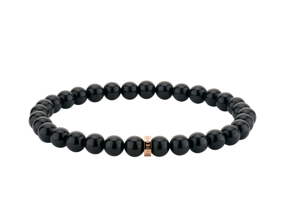 Liebeskind Berlin Armband mit Beads aus schwarzem Turmalin und goldenem Logo mit der Steingröße 6mm Produktbild