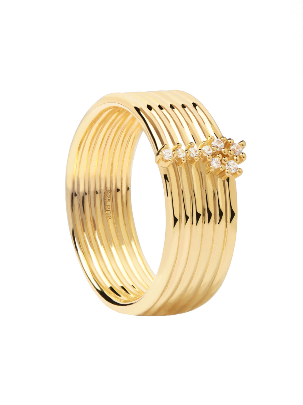 PDPaola Ring im Layering-Style mit kleinen Steinchen, in der Farbe gold; Größe 52, Zusatzbild