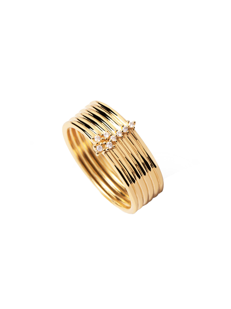 PDPaola Ring im Layering-Style mit kleinen Steinchen, in der Farbe gold; Größe 52, Zusatzbild