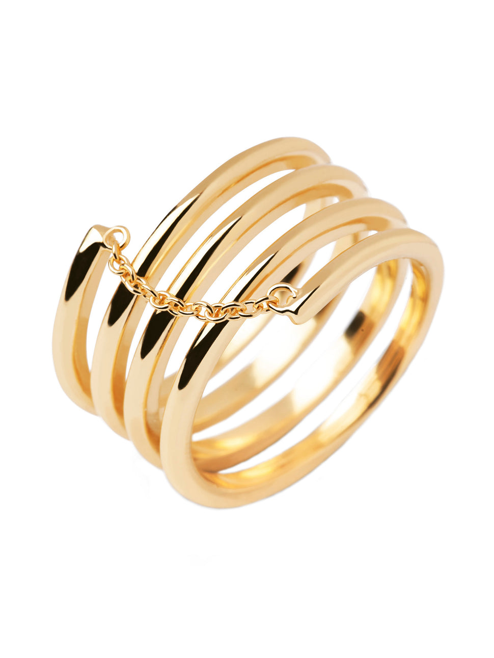 PDPaola Ring im Layering-Style mit einer goldenen Kette, in der Farbe gold; Größe 50, Produktbild