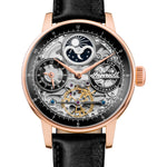 Ingersoll Armbanduhr mit skelettiertem Ziffernblatt in der Farbe roségold und braunem Lederband Produktbild