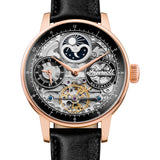 Ingersoll Armbanduhr mit skelettiertem Ziffernblatt in der Farbe roségold und braunem Lederband Produktbild