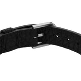 Fossil Armband bestehend aus geflochtenem schwarzem Leder und silbernen Elementen; Zusatzbild 