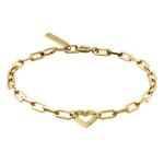 Liebeskind Berlin Armband bestehend aus einer groben, goldenen Gliederkette und einem goldenen Herzanhänger; Produktbild