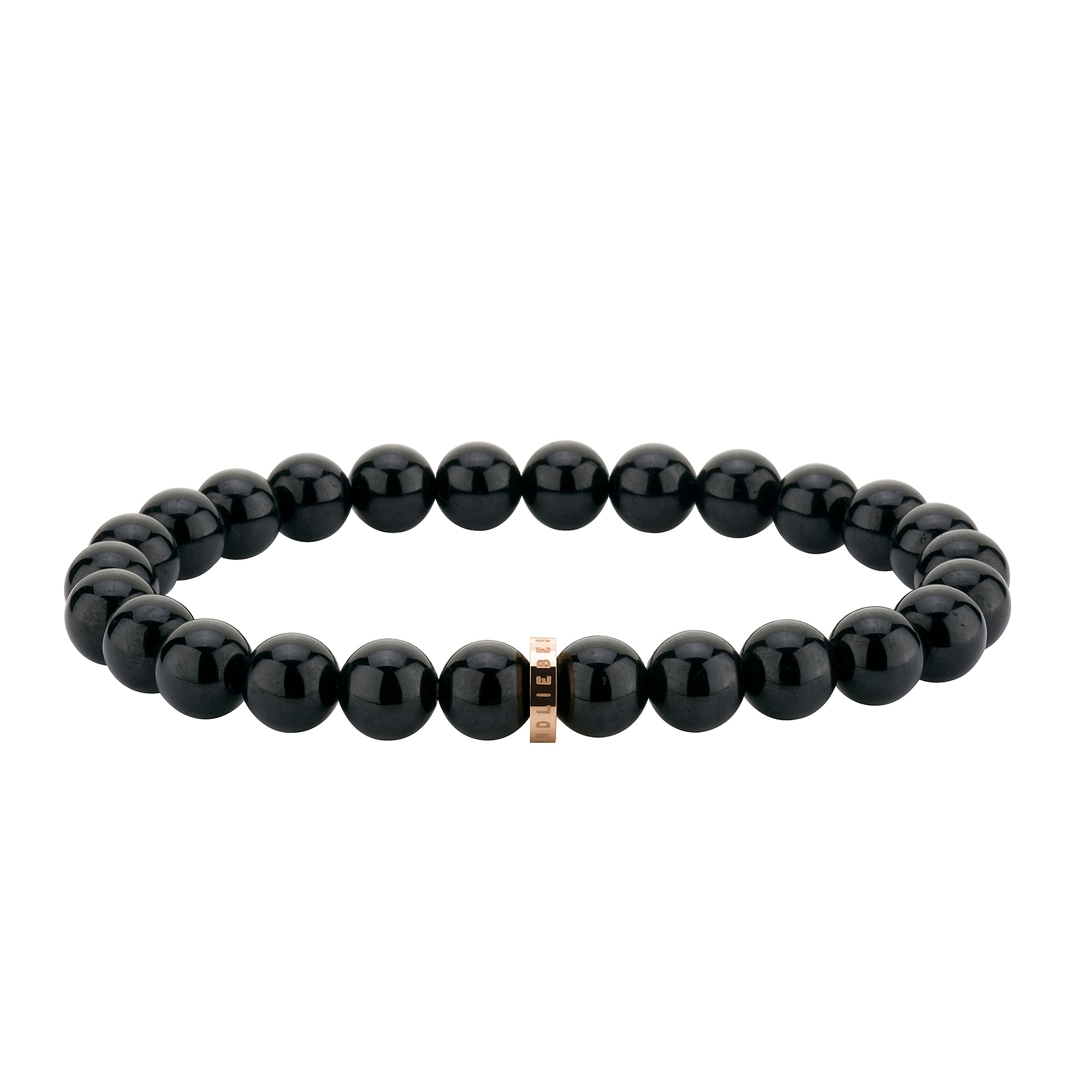 Liebeskind Berlin Armband mit Beads aus schwarzem Turmalin und goldenem Logo mit der Steingröße 8mm Zusatzbild