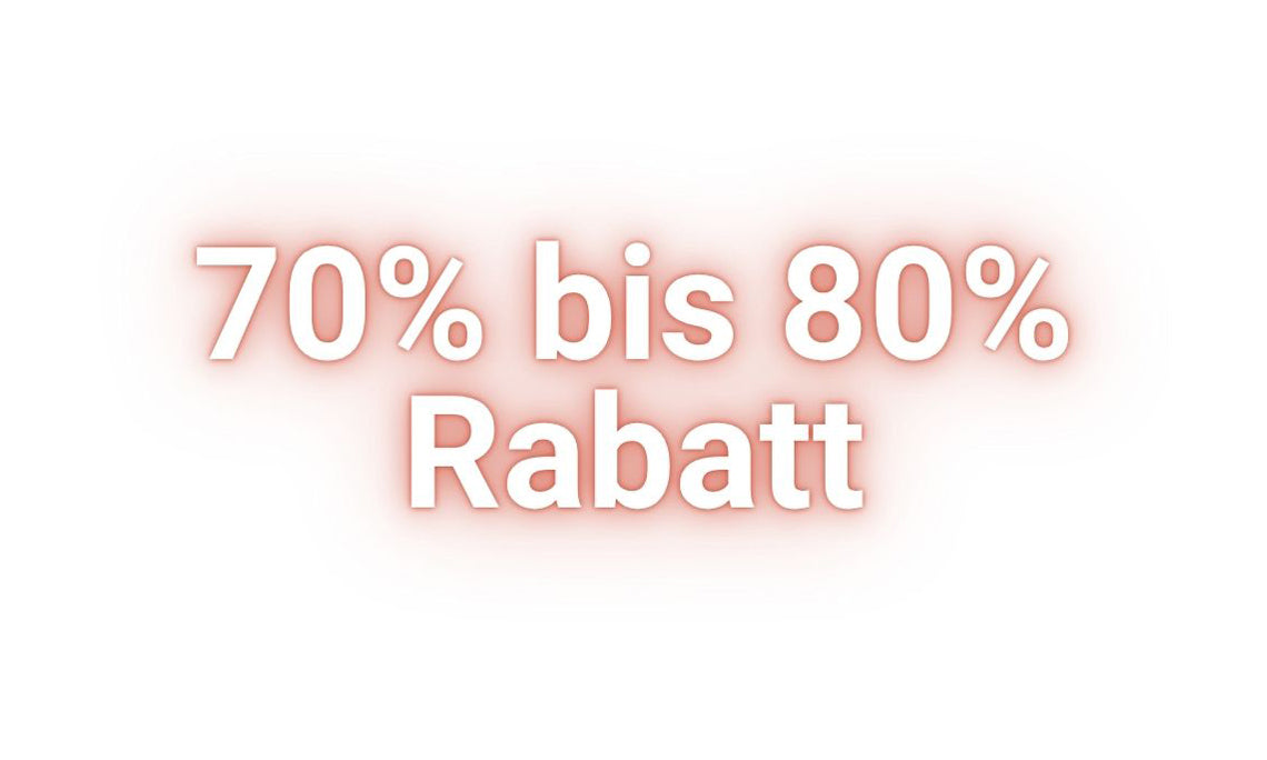70% bis 80% Rabatt