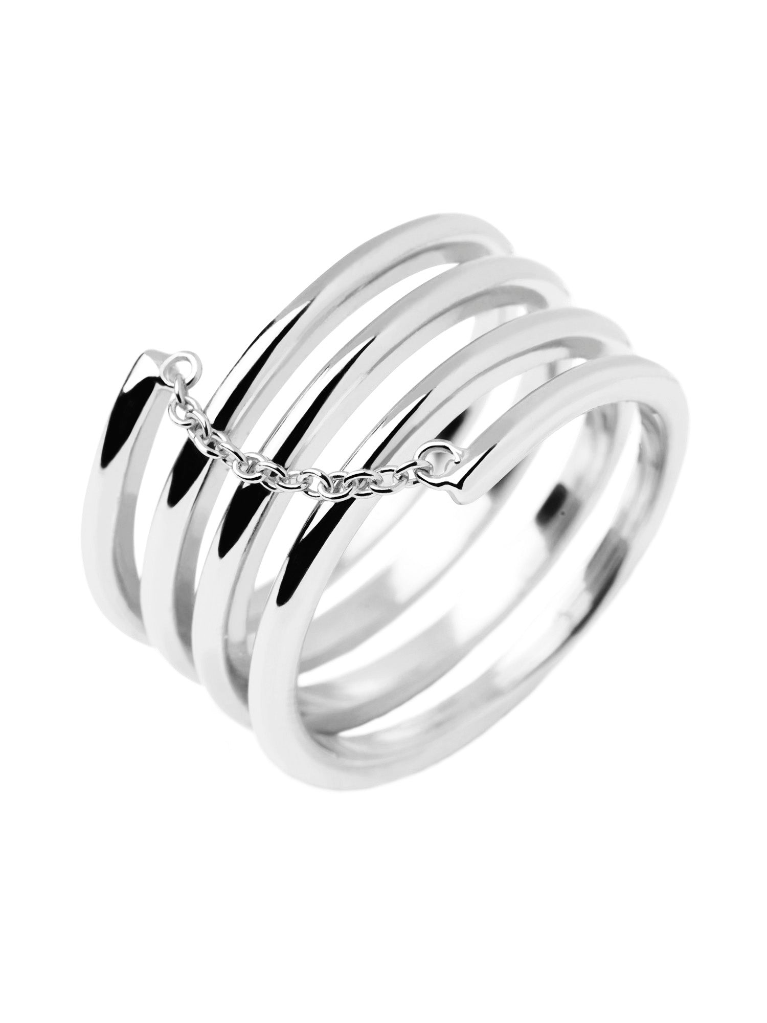 PDPaola Ring im Layering-Style mit einer silbernen Kette, in der Farbe silber; Größe 56, Zusatzbild