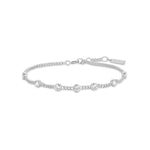 ANIA HAIE Round Stone Silberarmband in Seitenansicht – feine Panzerkette mit rund gefassten, funkelnden Zirkonia-Steinen und Federring-Verschluss.