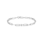 ANIA HAIE Paper Clip Silberarmband in Seitenansicht – feine Gliederkette im Büroklammer-Design mit gefassten Zirkonia-Steinen und Federring-Verschluss.