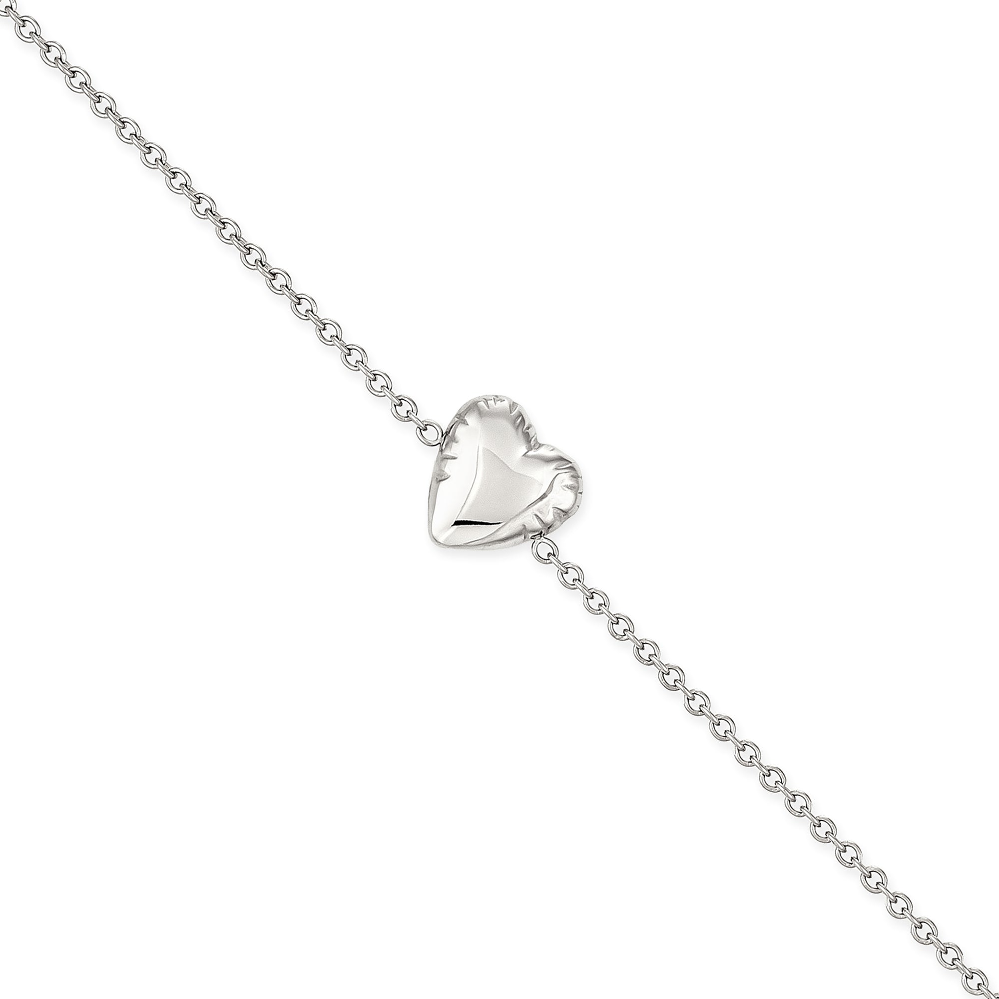 Das COPENHAGEN STUDIOS Armband - Balloon Hearts von Copenhagen Studios zeigt einen herzförmigen Anhänger an einem zarten Armband, das vor einem weißen Hintergrund abgebildet ist.