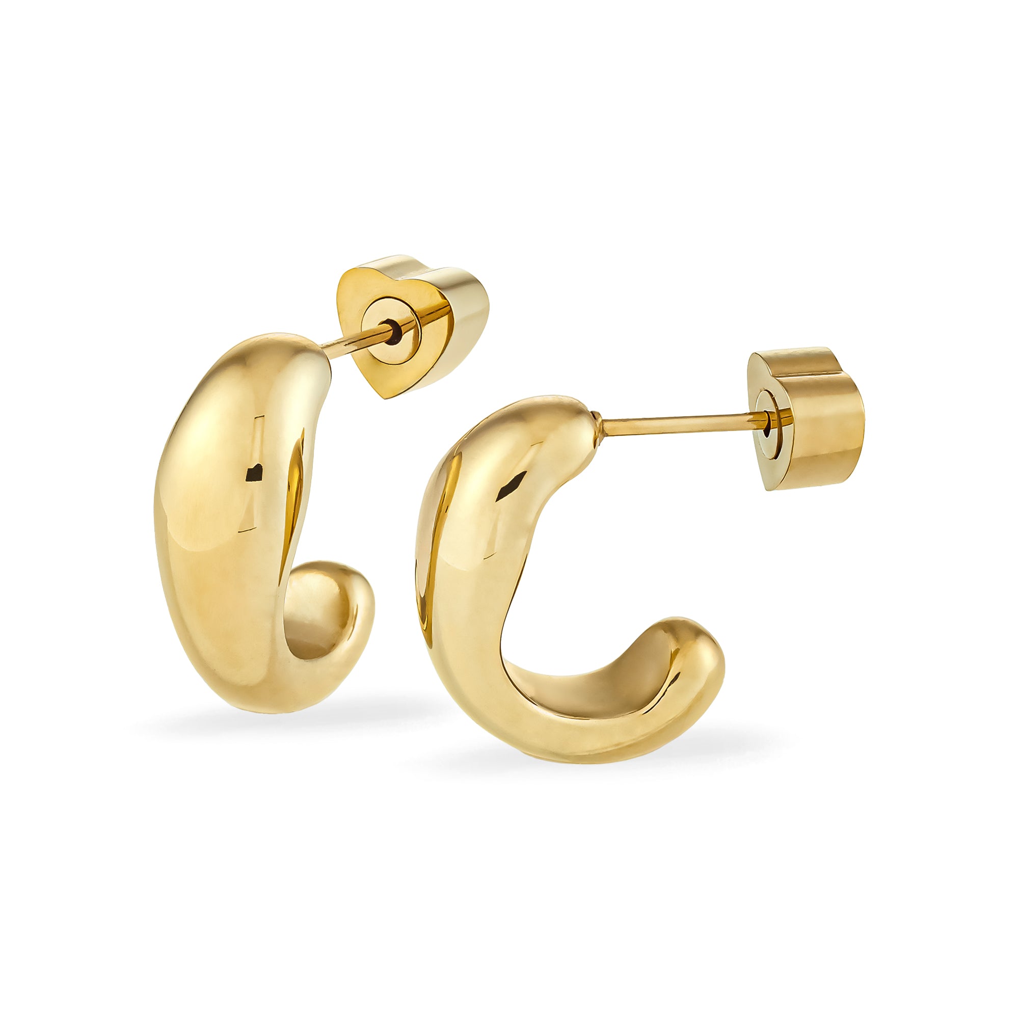 Mit den COPENHAGEN STUDIOS Ohrsteckern - Organics von Copenhagen Studios können Sie Ihren Stil aufwerten. Die geschwungenen goldenen Ohrstecker mit herzförmiger Rückseite sind perfekt, um jedem Look einen charmanten Touch zu verleihen.