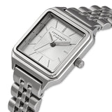 Die COPENHAGEN STUDIOS Armbanduhr - Vintage Watch von Copenhagen Studios verfügt über ein silbernes, rechteckiges Gehäuse, ein Metallgliederband und ein minimalistisches Zifferblatt - perfekt für alle, die Wert auf einen raffinierten Stil legen.