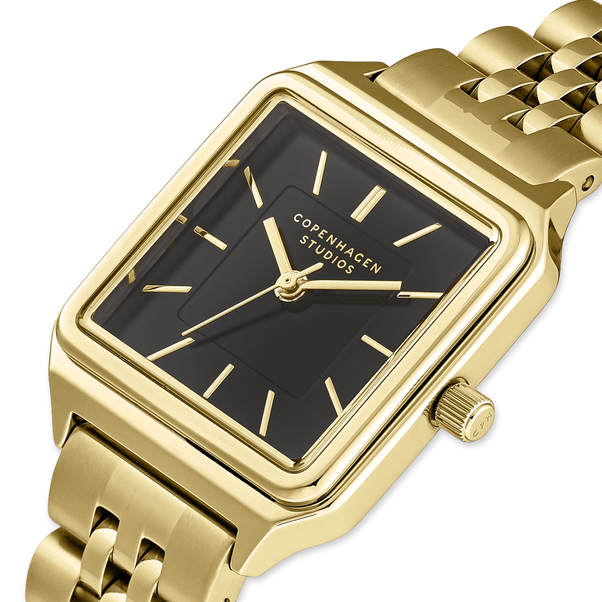 Die COPENHAGEN STUDIOS Armbanduhr - Vintage Watch von Copenhagen Studios hat ein schwarzes Zifferblatt, goldene Indexe und das Markenlogo - ein zeitloses Vintage-Accessoire für jeden Anlass.