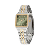 Copenhagen Studios präsentiert die Armbanduhr "Vintage Watch" mit grünem Zifferblatt, silber-goldenem Metallarmband und goldenen Akzenten - die perfekte elegante Uhr für jeden Anlass.
