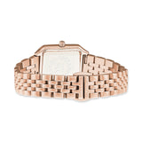 Die COPENHAGEN STUDIOS Armbanduhr - Vintage Watch von Copenhagen Studios in Roségold präsentiert sich mit einem eleganten Metallgliederarmband und einem rechteckigen Zifferblatt auf der Rückseite.