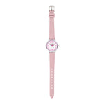Cool Time Kids Armbanduhr mit Einhorn-Print auf dem Zifferblatt, silbernem Gehäuse und rosa Kunstlederarmband; Zusatzbild