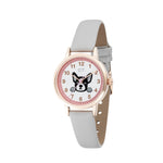 Cool Time Kids Armbanduhr mit Hunde-Motiv auf dem Zifferblatt, roségoldenem Gehäuse und grauem Kunstlederarmband; Produktbild