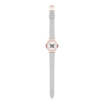 Cool Time Kids Armbanduhr mit Hunde-Motiv auf dem Zifferblatt, roségoldenem Gehäuse und grauem Kunstlederarmband; Zusatzbild