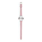 Cool Time Kids Armbanduhr mit glitzernden Schmetterlingen auf dem Zifferblatt, silbernem Gehäuse und rosa Kunstlederarmband; Zusatzbild