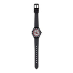 Cool Time Kids Armbanduhr mit Rennauto-Design auf dem Zifferblatt, schwarzem Gehäuse mit drehbarem Topring und schwarzem Silikonband; Zusatzbild