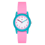 Cool Time Kids Armbanduhr mit rosa Zifferblatt, blauem Gehäuse und pinkem Silikonband; Produktbild