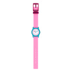 Cool Time Kids Armbanduhr mit rosa Zifferblatt, blauem Gehäuse und pinkem Silikonband; Zusatzbild