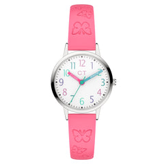 Die Cool Time Kids Armbanduhr - The Cool Pink Butterfly von Cool Time begeistert mit bunten Zahlen, Schmetterlingsmotiven am pinken Band und ist die perfekte Uhr für Mädchen.