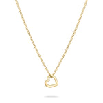 Die Tamaris Halskette - The Love Heart präsentiert eine goldene Kette mit einem herzförmigen Anhänger auf weißem Grund. Diese elegante Halskette von Tamaris ist perfekt, um Ihrem Stil Romantik zu verleihen.