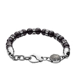 Diesel Armband mit schwarzen Beads, silbernen Akzenten und Karabinerverschluss; Produktbild