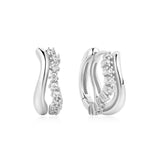 Ania Haie Ohrringe - Silver Sparkle Double Huggies