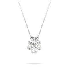 Die Echtzeit Halskette - Like Diamonds der Marke Echtzeit ist ein zeitloses Accessoire aus Silber mit drei tropfenförmigen Anhängern, verziert mit funkelnden klaren Edelsteinen.