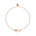 Das Echtzeit Armband - Like Diamonds von Echtzeit in Roségold zeigt einen ineinander verschlungenen Knoten für die Unendlichkeit, gesichert mit einem Karabinerverschluss. Ein zeitloses Damen Schmuckstück perfekt für jeden Anlass.