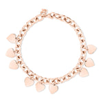 Das Echtzeit Armband - Endless Love von Echtzeit besteht aus einer roségoldenen Kette mit sieben gleichmäßig verteilten, herzförmigen Anhängern.