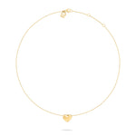 Die Echtzeit Halskette - Puffy Heart von Echtzeit hat eine zarte goldene Kette mit einem kleinen Herzanhänger auf feiner Kette, präsentiert vor weißem Hintergrund - ein elegantes Accessoire für jedes Outfit.