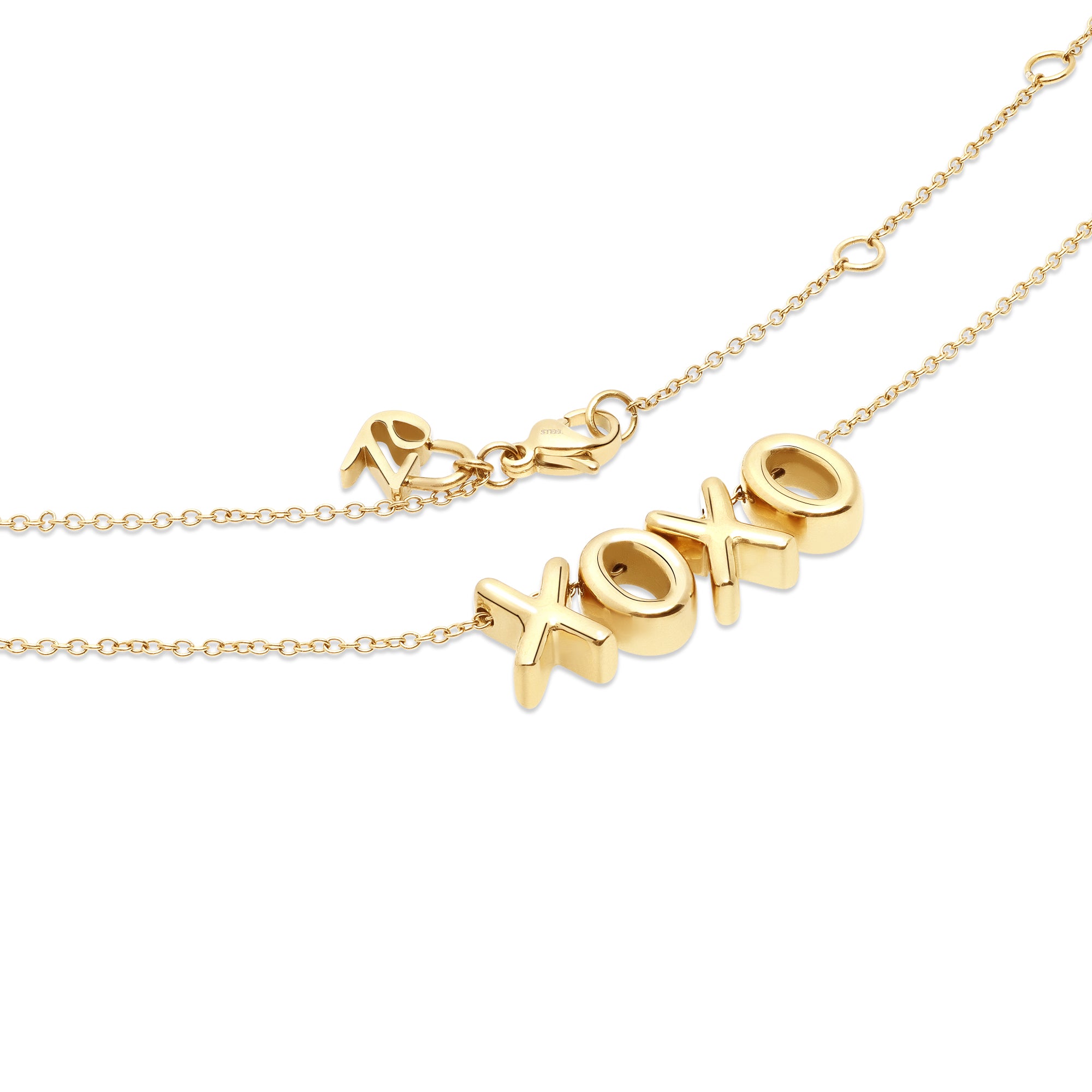 Echtzeit Halskette - XOXO: Elegante Halskette von Echtzeit mit XOXO-Anhänger, Karabiner-Verschluss und dünner Kette - ideal für Fans von Ketten Damen und Edelstahl Schmuck.