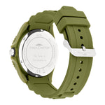 Bei der Fynch-Hatton Armbanduhr - The Green Silicone ist auf der Rückseite des sportlichen grünen Silikongehäuses "to live is to explore" eingraviert.