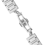 Die Ingersoll Herren Armbanduhr - The Baller verfügt über ein silbernes Edelstahlarmband mit Butterfly-Faltschließe, perfekt für Herren-Automatikuhren und markante Skelettzifferblatt-Designs.