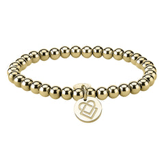 Liebeskind Berlin Armband bestehend aus goldenen Edelstahlbeads und einem Logoanhänger; Produktbild