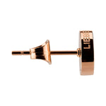 LIEBESKIND BERLIN Ohrstecker - Keep Loving von Liebeskind Berlin: Ohrstecker aus roségoldenem Edelstahl mit eingravierter runder Vorderseite, seitlich auf weißem Hintergrund - ideal, um jedem Outfit einen Ear Candy-Style zu verleihen.