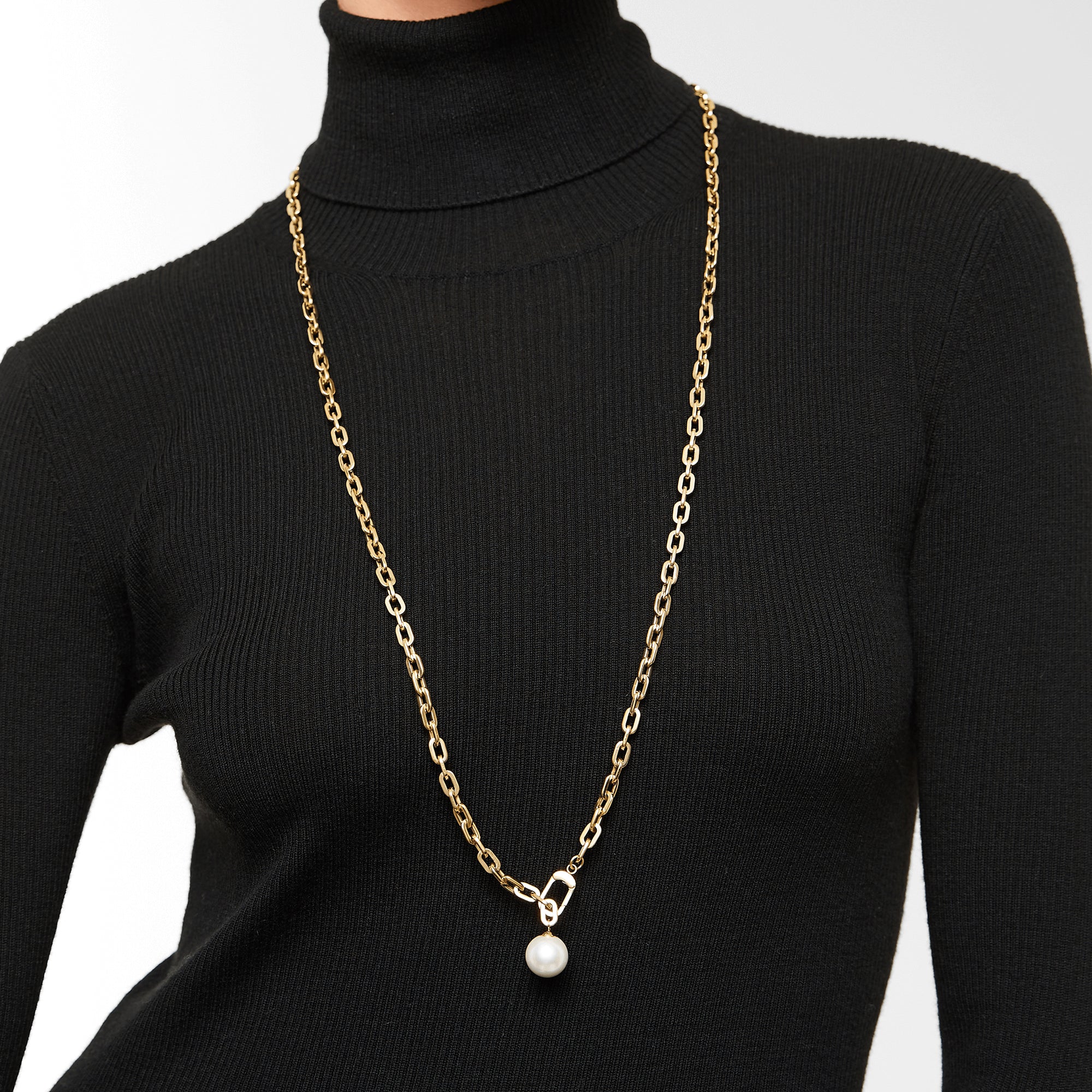 LIEBESKIND BERLIN Collana Lunga Donna In Acciaio Inox Con Perla, 90 Cm - Mod. LJ-0265-N-90